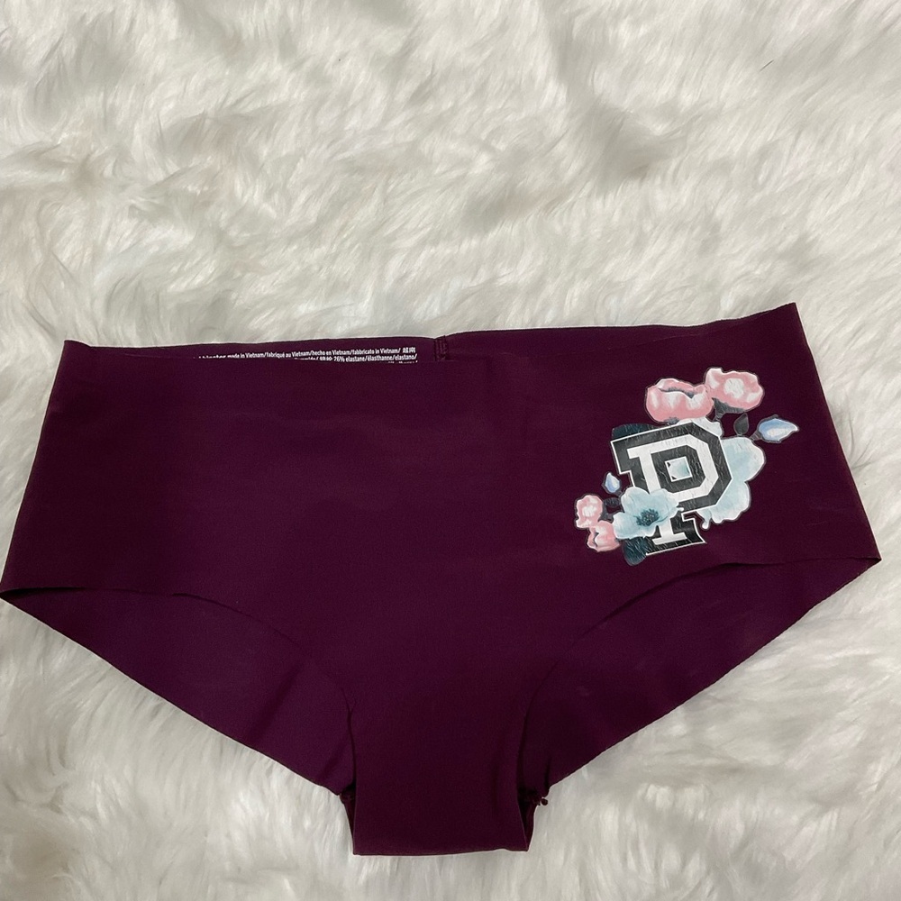 Y2K PINK Victoria's Secret Maroon Seamless Hipster Panty with Floral Patch